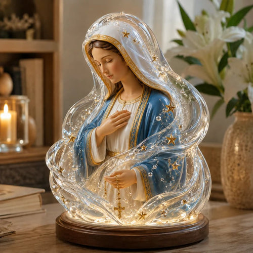 🔥LAST DAY 50% OFF - 🙏Our Lady of Starlight Illuminated Prayer Statue | Religious Decor & Faith Gift✨